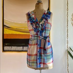 Anthropologie x Fei Ruffle Front Plaid S/L Tunic